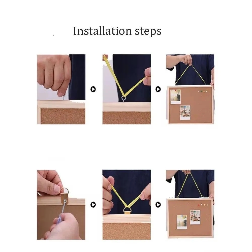 Photo Wall DIY Cork Display Panel Soft Decorative Memo Bulletin Board Hanging Wood Cork Board