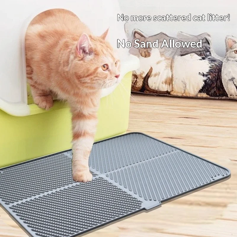 1pcs Silicone Cat Litter Mat Non Slip Large Foldable Pet Mat Litter Trapper For Cat Litter Box Prevent Litter Tracking