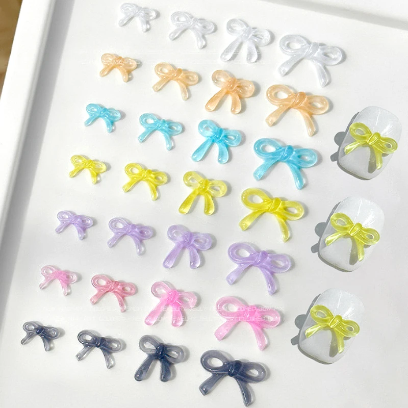 

Mini Colorful Resin Bowknot Cute Bow Tie Rhinestones Simple Ribbon Nail Art Decorations DIY Manicure Tools Accessories Wholesale