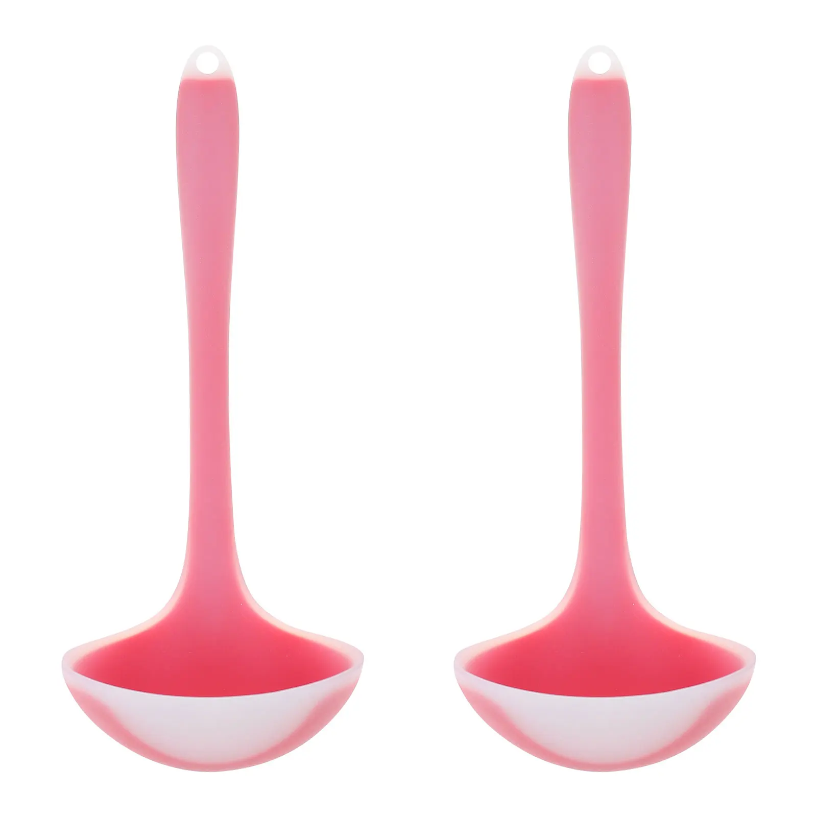 

2Pcs Premium Silicone Soup Spoons Multi-Purpose Heat Resistant Kitchen Flatware Exquisite Design Home Dining Ladles