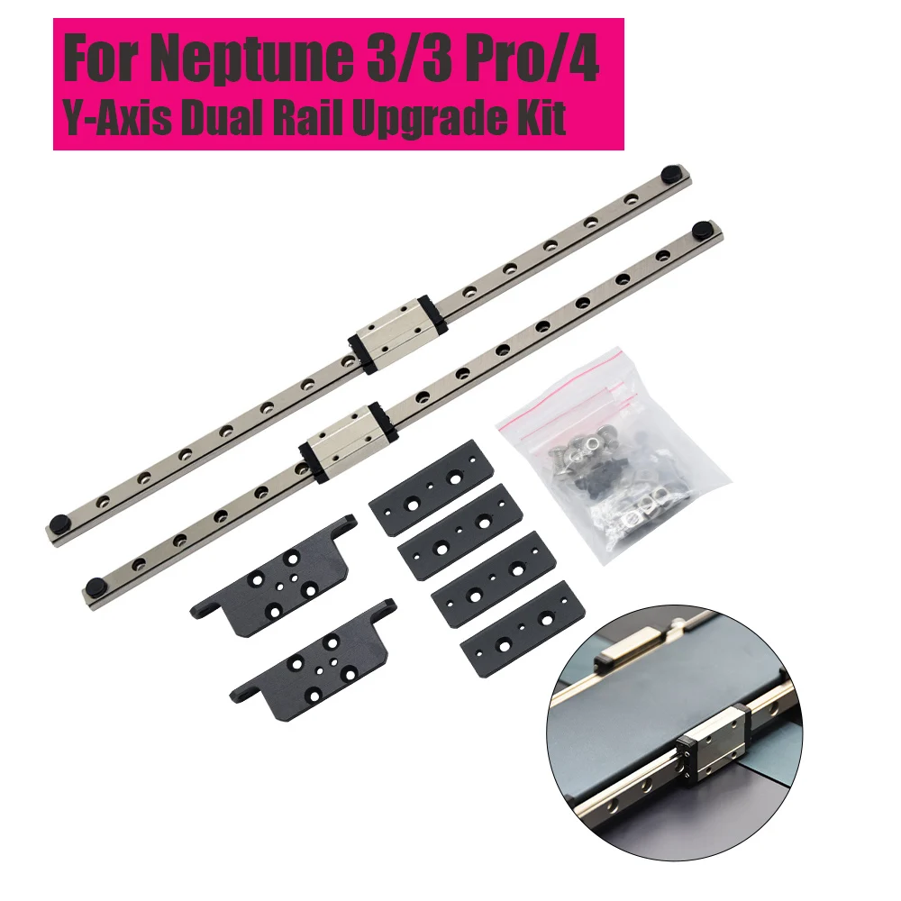 Neptune 3/4 Y Axis Dual Rail Upgrade kit MGN9H 315mm 24V Aluminum Alloy For Elegoo Neptune 4 Neptune 3 3 Pro 3D Printer Part