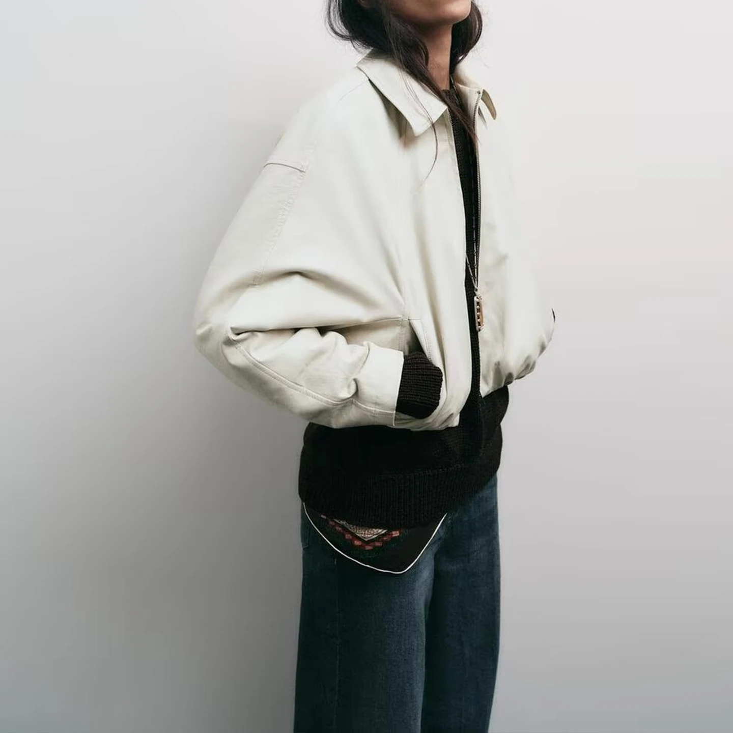 Faionable cuero piloto Jaet mujer Sle otoño nueva llegada 2025 viaje Sle cierre de cremallera abrigo ortopé para damas