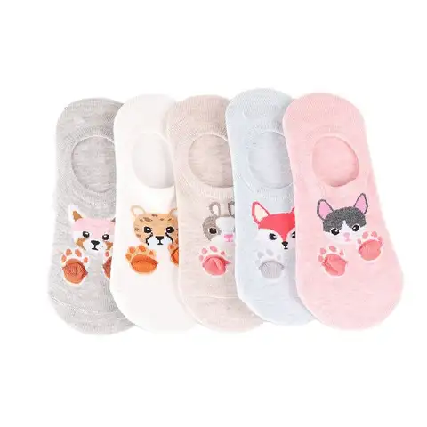 Women’s Cute Cotton Short Socks 5 Pairs AMOZAE
