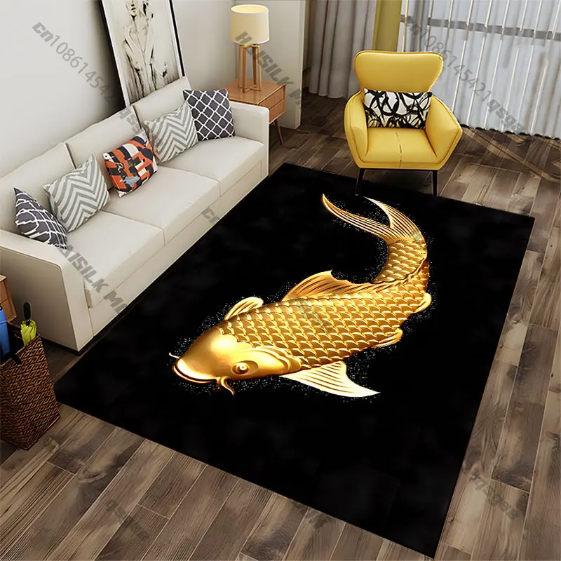 Tapis décoratif avec poisson doré symbolisant la prospérité, tapis de yoga, tapis de salon, tapis d'éveil pour enfants, paillasson, tapis de jeu