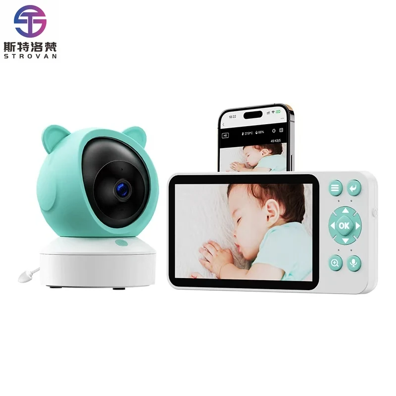 

Smart Baby With Camera and Audio 5 Inch 1080P HD Cry Temperature Humidity Detection WiFi Baby Camera
