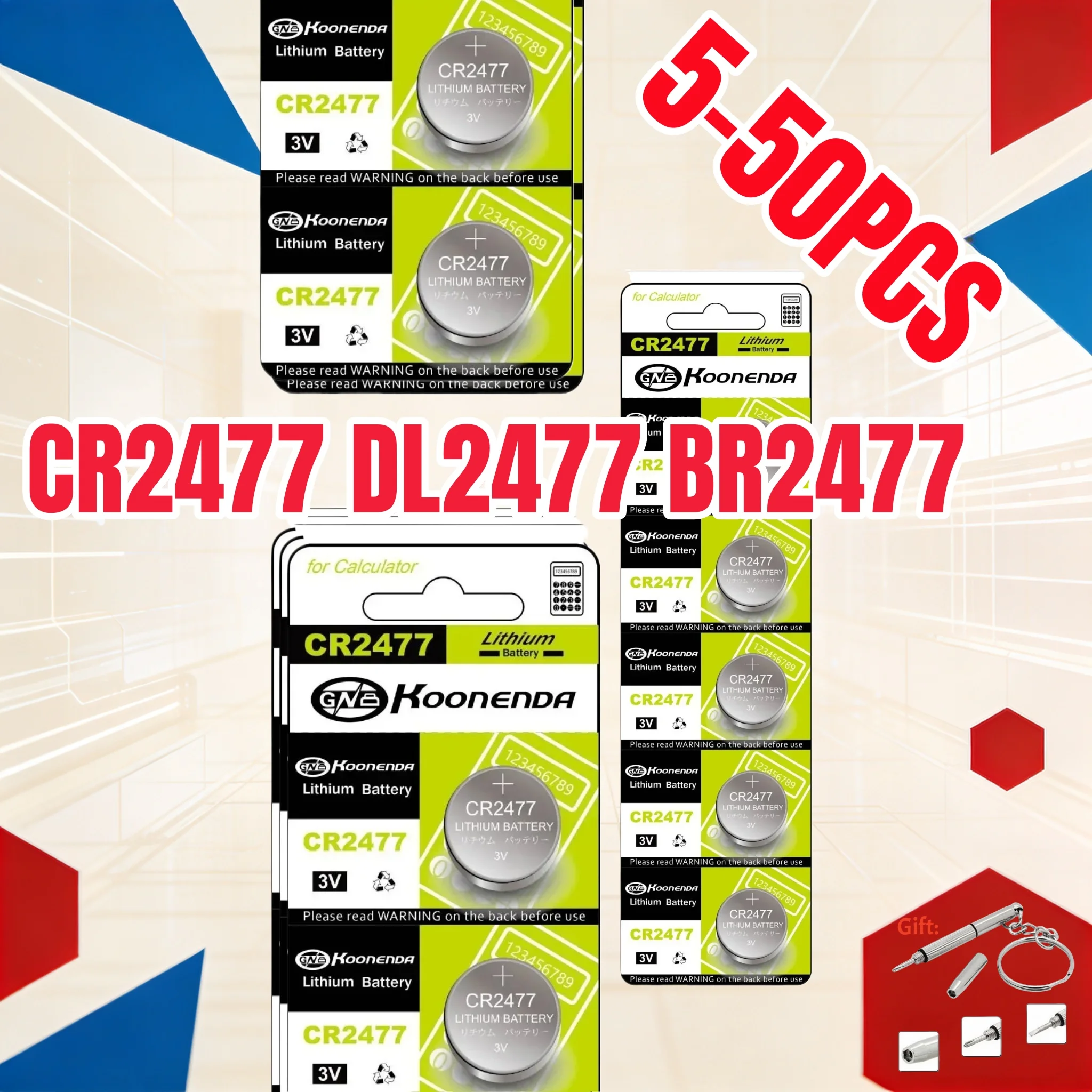 Batería de litio de botón DL2477 CR2477 para reloj de placa base de Control remoto de coche ECR2477, KCR2477 3V pilas de botón