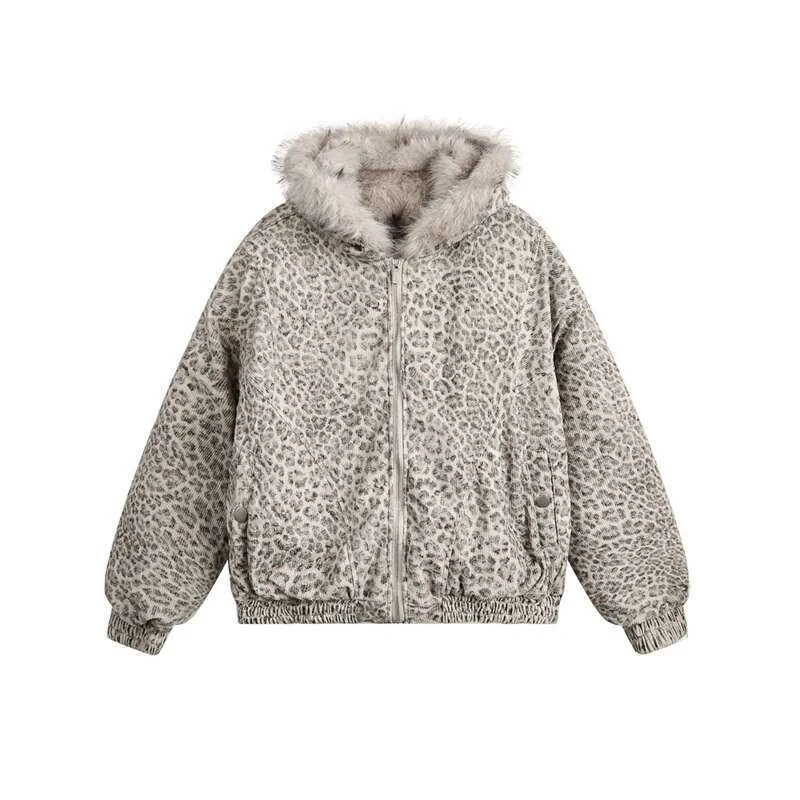 LUZHEN 2025 Winter New Leopard Print Fur Liner Hooded Padded Jacket Men's Fashion Original High Quality Warm Casual Coat JY4509
