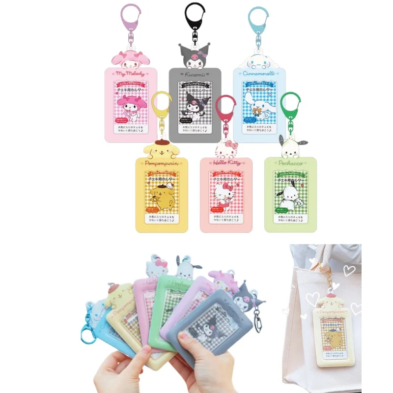 1 unidad Llavero Portatarjetas Hello Kitty, Cinnamoroll, Kuromi, Melody, Estuche para Tarjetas Kpop, Colgante para Bolso, Regalo