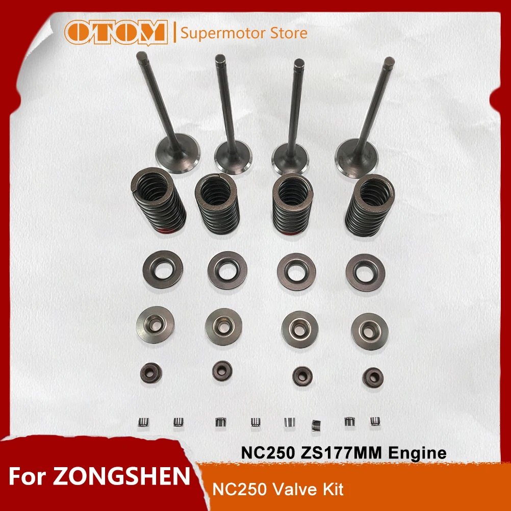For ZONGSHEN ZS177MM NC250 Motorcycle Intake Exhaust Valve Stem Lock Clip Spring Seat Oil Seal KAYO GR KEWS HENGJIAN STN Engine