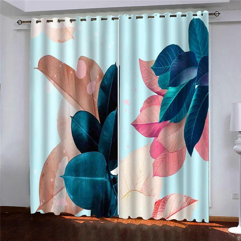 

HUANZHUANG шторы и шторы затемняющие ушко красочные занавески с принтом листьев термоизолированные плотные оконные шторы для детей и мальчиков