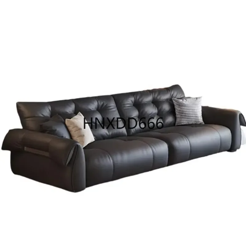 

Итальянский минималистичный ретро кожаный диван в виде лебедя, черный первый слой из воловьей кожи для гостиной, прямой рядный диван Wohnzimmer, мебель для дома