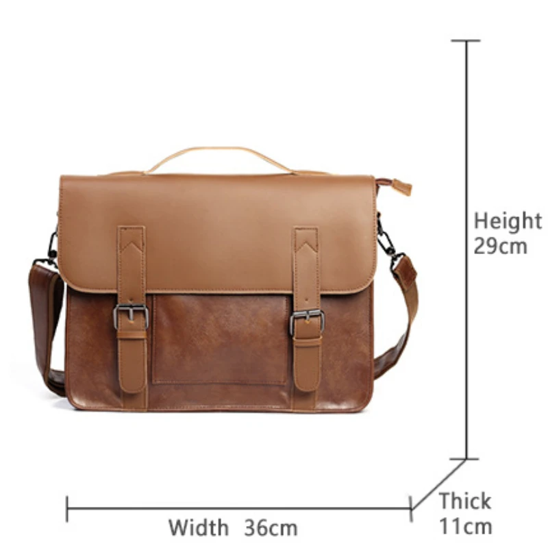 Vintage Men Handbag Briefcases Business Laptop Document Bag Mens PU Leather Casual Shoulder Messenger Bag Сумка Мужская Деловая