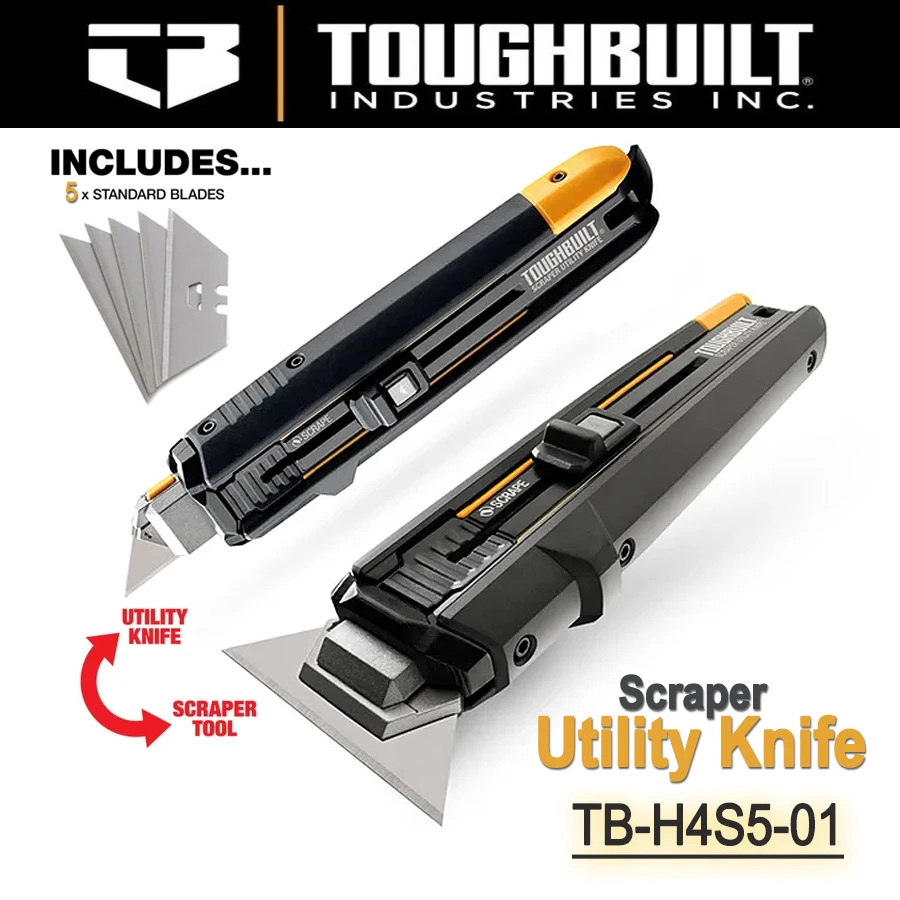 Toughbuilt-heavy Duty Retrátil Faca Utilitário Raspador Utility Faca para Caixas Papelão e Caixas em Lâmina Tb-h4s501