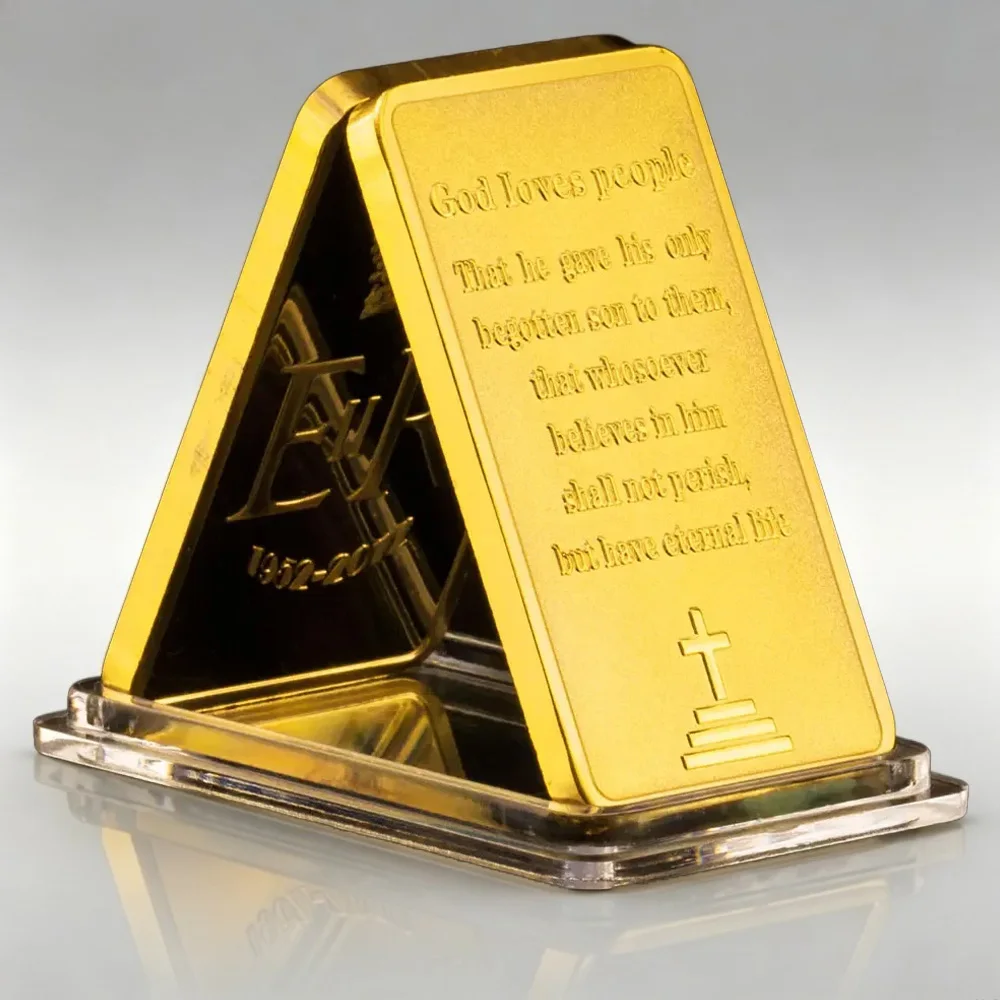 Jesus Christianity Stations of The Cross Golden Plated Bar Souvenirs Coin God Loves People Commemorative Coin