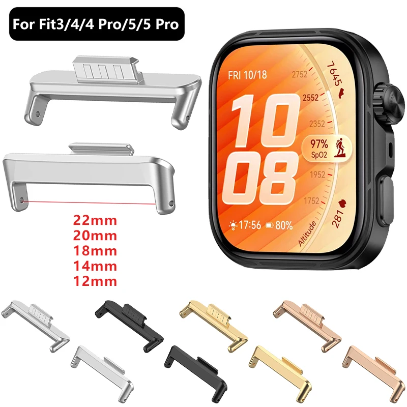 1Pair 12/14/18/20/22mm Metal Adapter for Huawei Watch Fit5 Pro/4 Pro Band Strap Connector for Huawei Watch Fit 5 4 3 Accessories