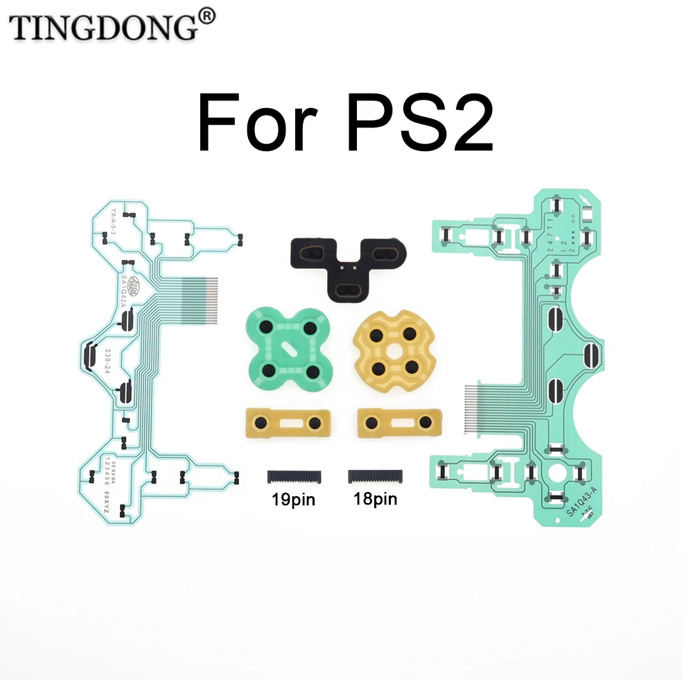 Conductive Film Adhesives and Joystick Button Film Sockets, For PS2 SA1Q42A, SA1Q43-A 18Pin Conductive Films, 18/19Pin Slot