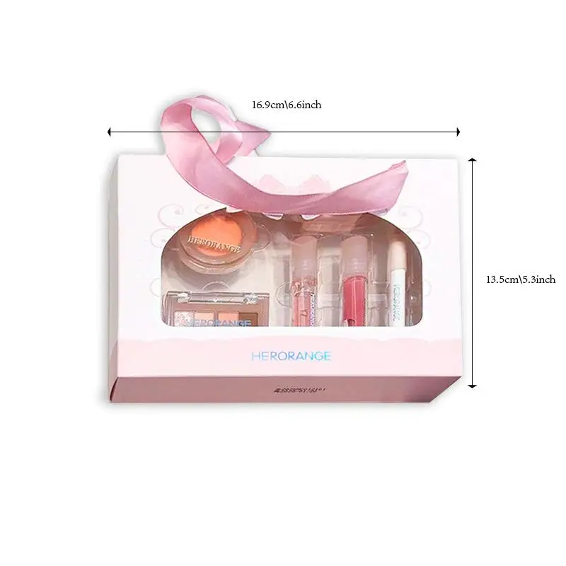 6Pcs HERORANGE Beauty Makeup Set – Lip Gloss Eyeliner Blush Eyeshadow, Waterproof Long-Lasting All-in-One Cosmetic Kit