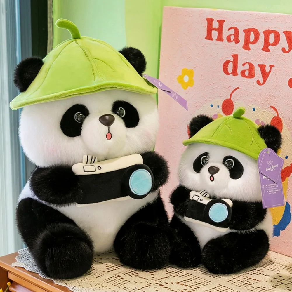 Animal Cuddly Panda Plush Toys Fluffy Kawaii Panda Holding Camera Doll Soft Lovely Panda Doll Children