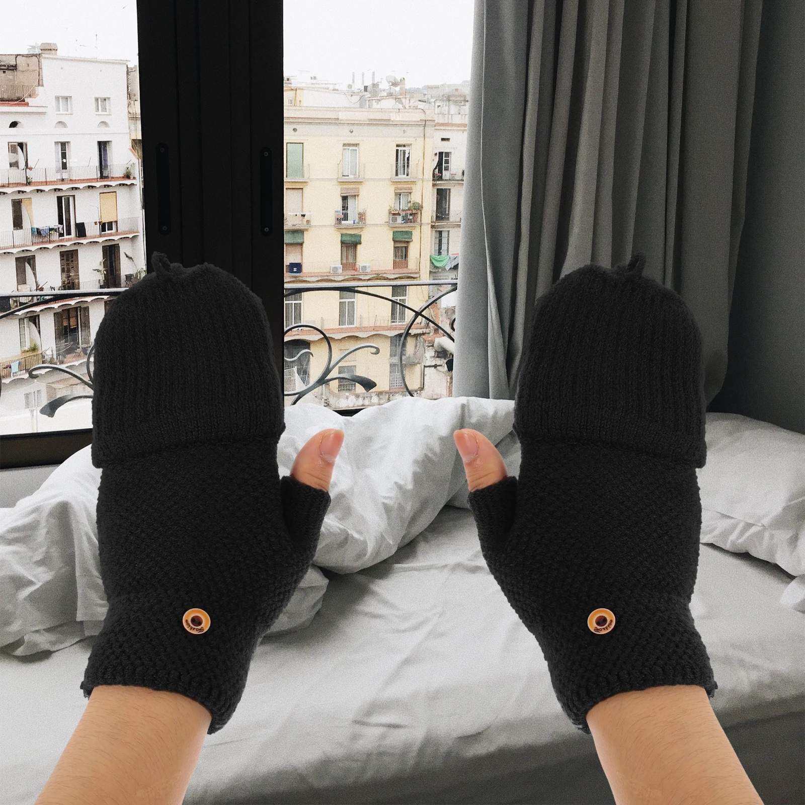 

Gloves Thermal Knitted Bride Mittens Acrylic Warm for Women Strickhandschuhe Damen