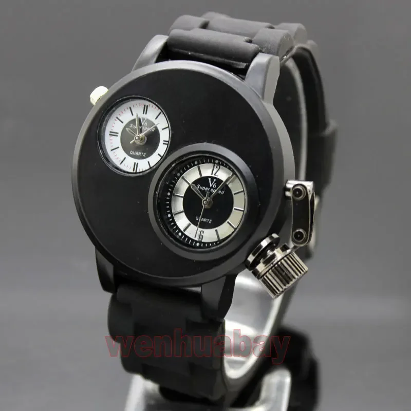 2022 V6 Super Speed Watch Men Big Watches Dual Movement Black Silicone Band Quartz Wistwatches Sport Watch Men Reloj Hombre