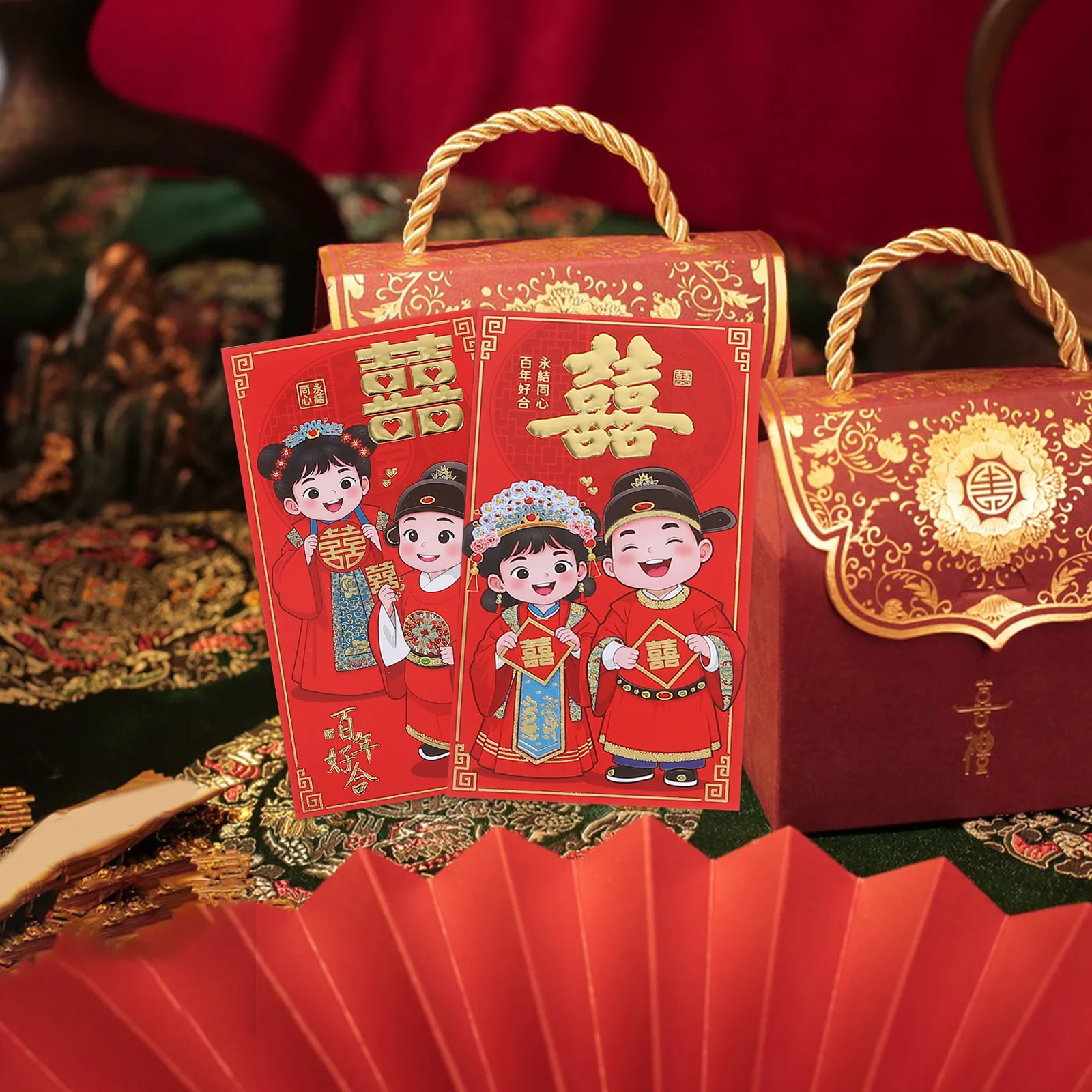 

6 шт. свадебные красные конверты в китайском стиле, элегантные необычные конверты для денег, подарок, декоративные карманы для денег, традиционные