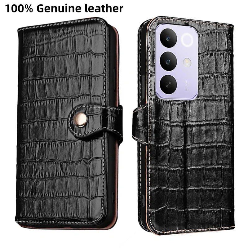 

Premium Genuine Leather Crocodile Texture card Slot Wallet Cover For Realme C85 Pro C75x C75 4G C73 C71 shockproof phone Case