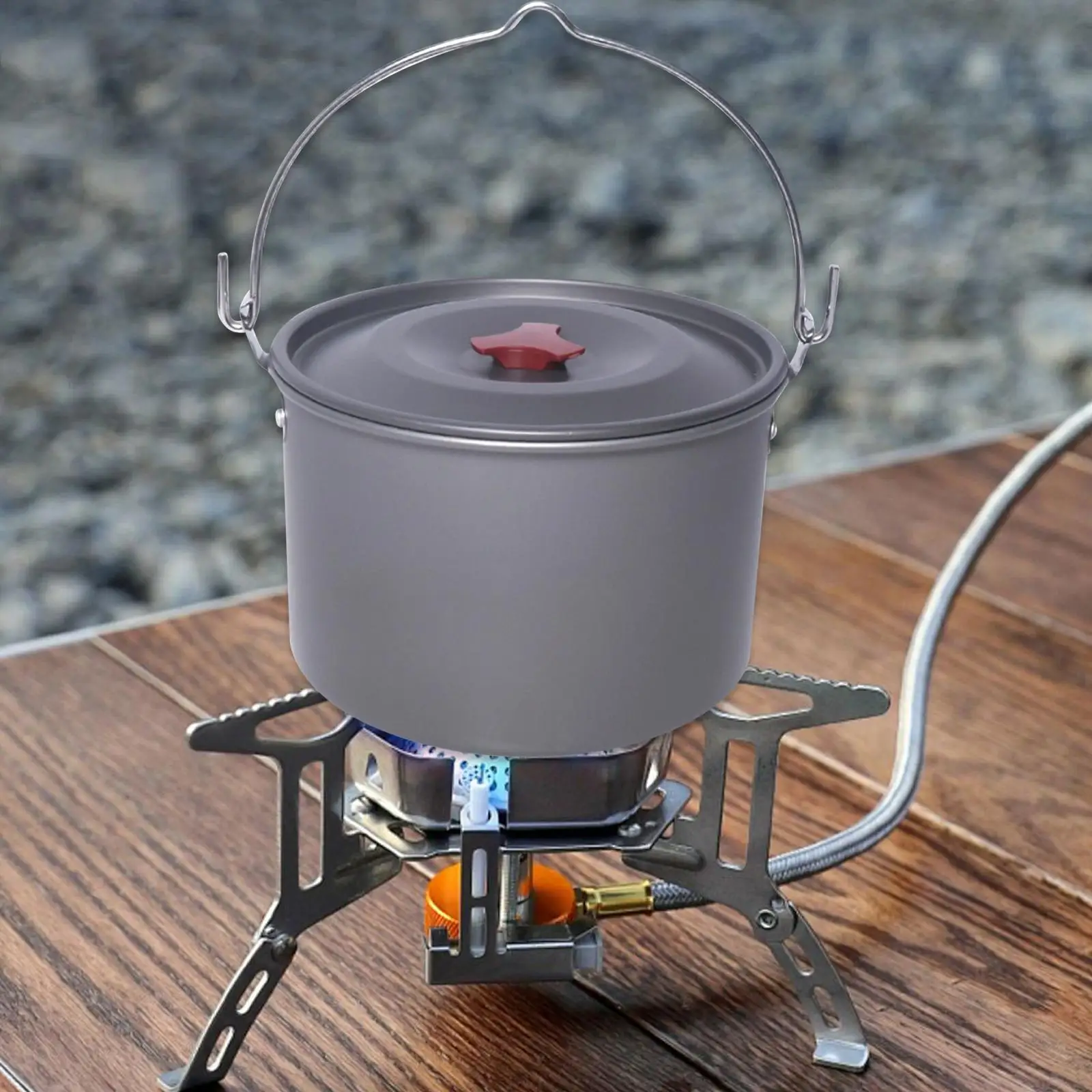 

Camping Hanging Pot Camping Pot Cooking Equipment Large Capacity Kitchen Cookware Cooking Pot for BBQ Fishing Travel Camping