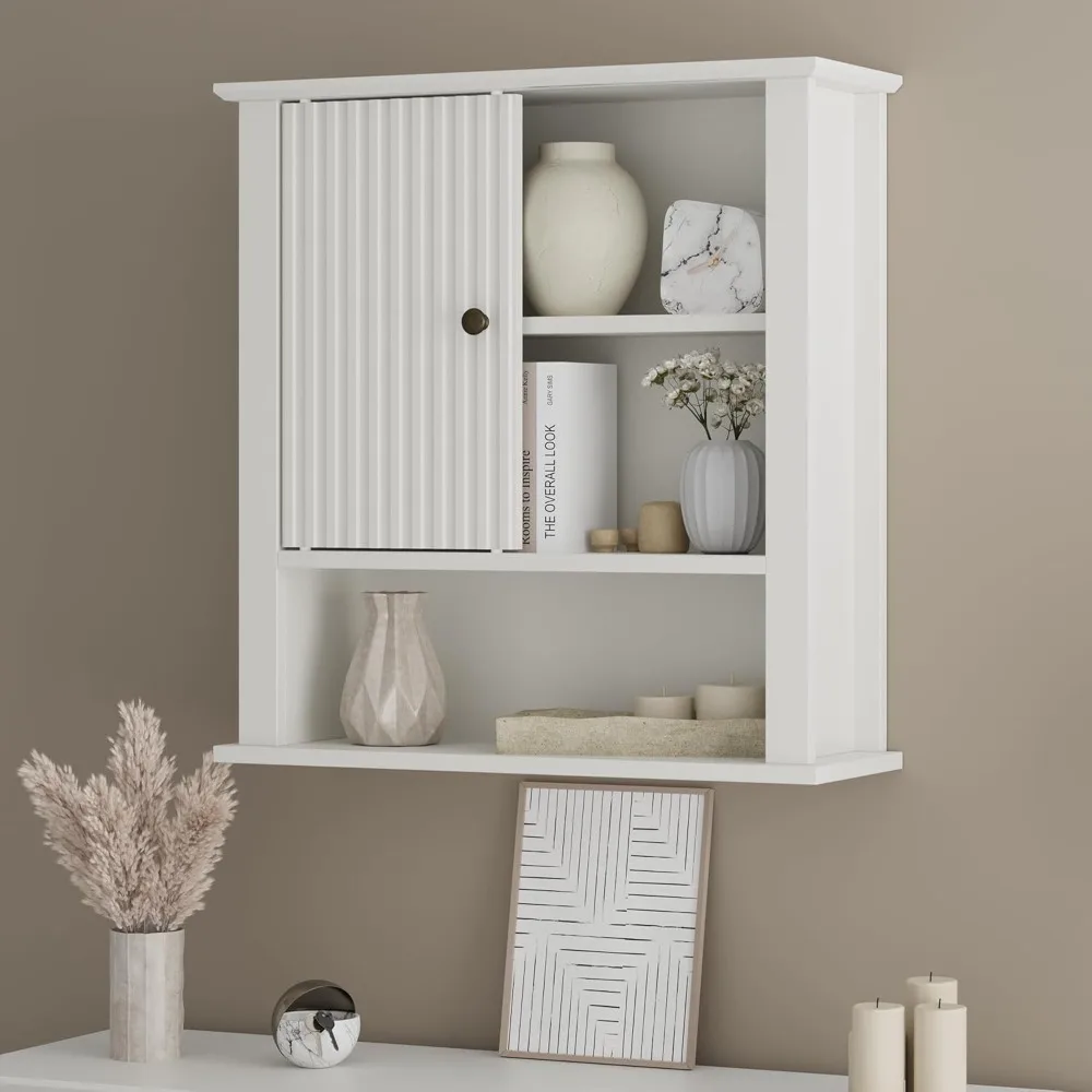 خزانة حائط للحمام مع باب منزلق مخدد، خزانة طبية خشبية منحنية، خزانة مثبتة على الحائط، فوق المرحاض