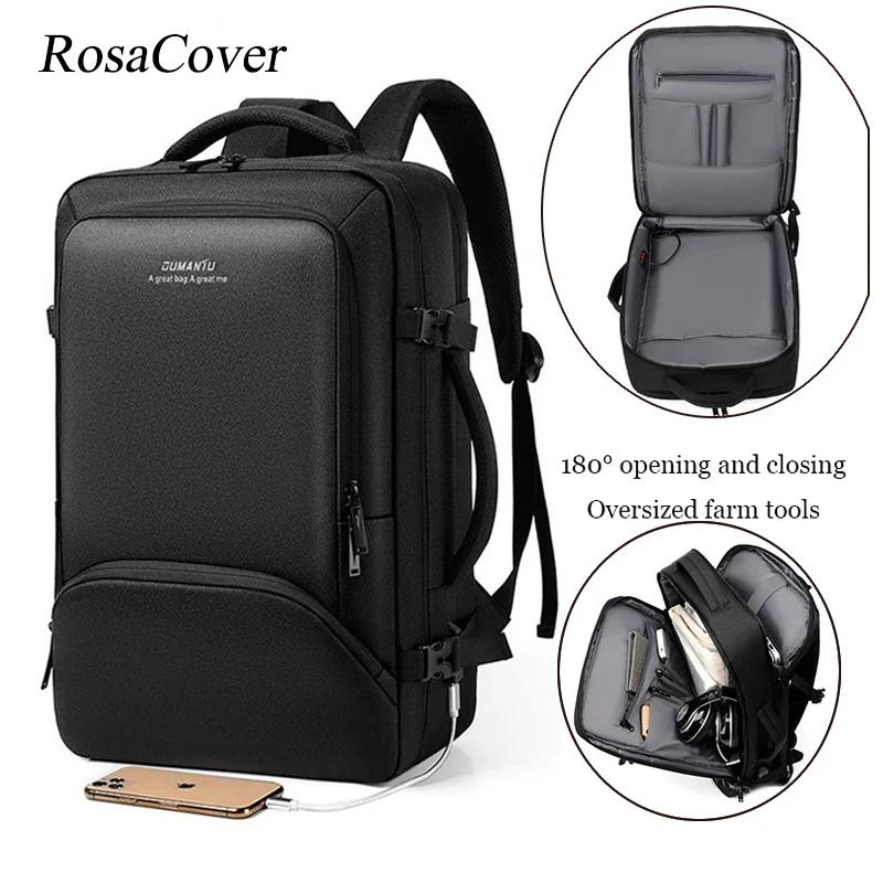 

Men 17.3''Large Capacity Laptop Backpack USB Port Multi-functional Business Bags Outdoor Travel Bag Oxford Waterproof Mochila