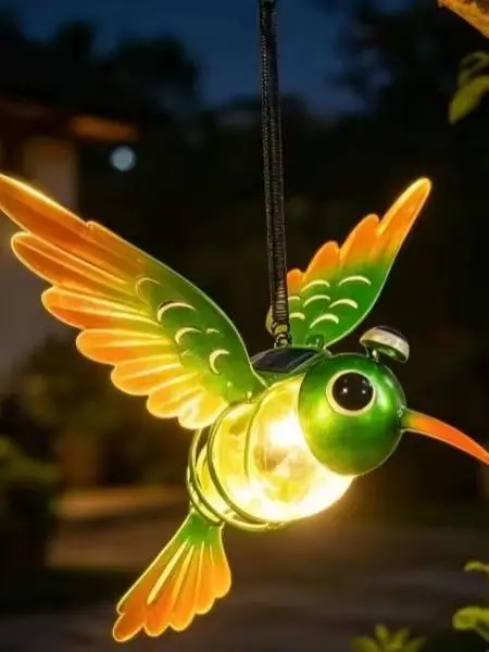 2 Pack Solar Hanging Bird Lights Exquisite LED Outdoor Decor for Porch Courtyard Balcony Garden