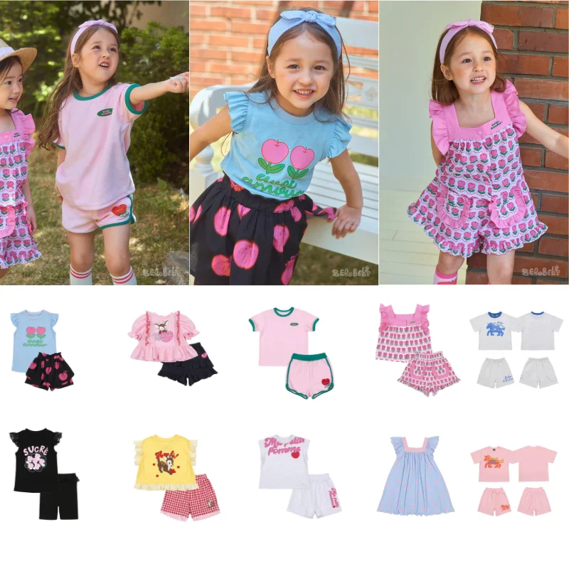 

BEBEBEBE Kids 2Pcs Summer Outfit Blue Animal Print T-Shirt + Shorts Set Breathable Cotton Toddler Casual Wear