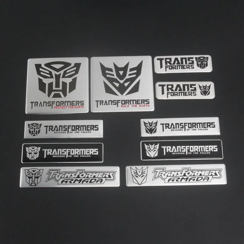 Emblem Badge 3D Logo Aluminum Stickers Metal Autobots Decepticons Transformation Car Tail Alloy Decal Phone Styling Decoration