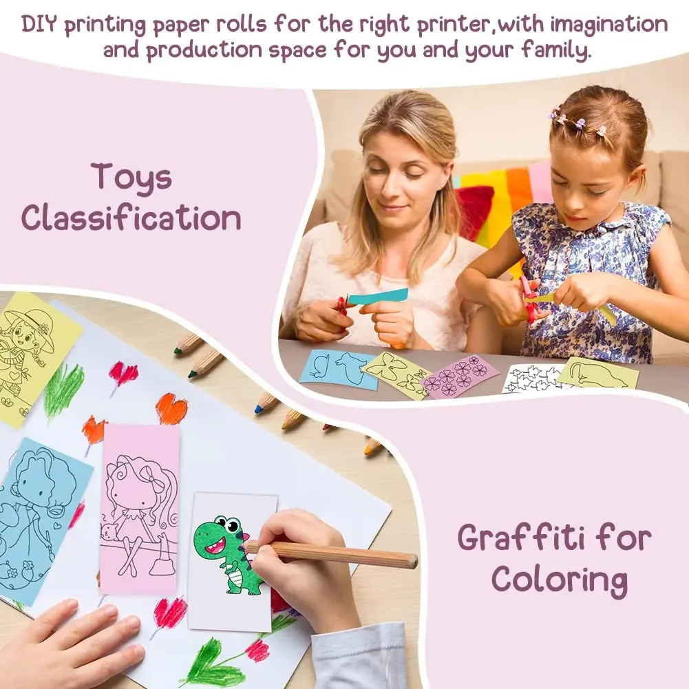 3Rolls 57x25mm Thermal Paper  Adhesive Sticker Label Paper Color Paper For  MINI printer PeriPage A6 PAPERANG A9 Photo Printer