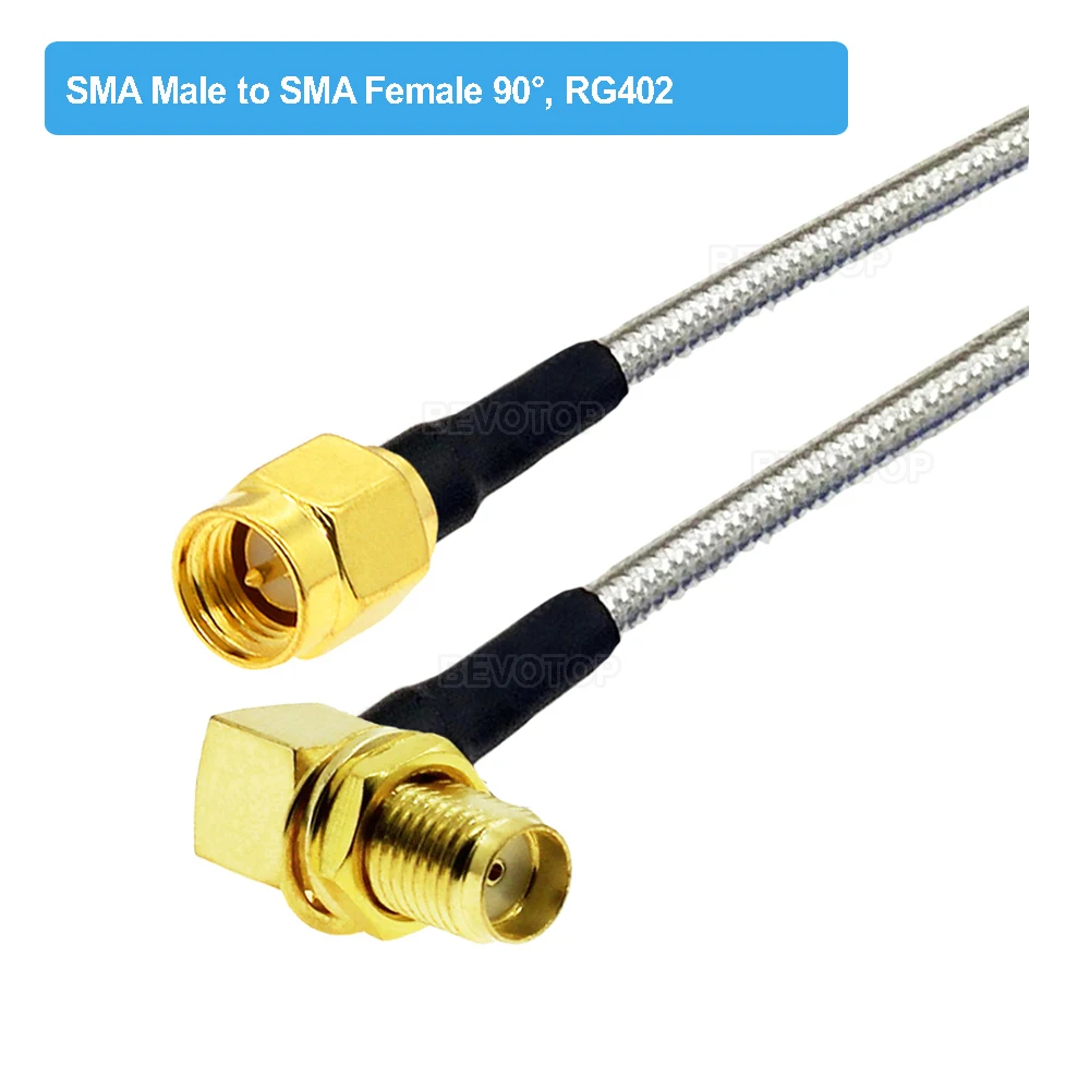 Elbow Right Angle SMA Male to SMA Female Jack RG402 Semi-Flexible Silver Cord High Frequency Test Cable RF Coaxial Pigtail