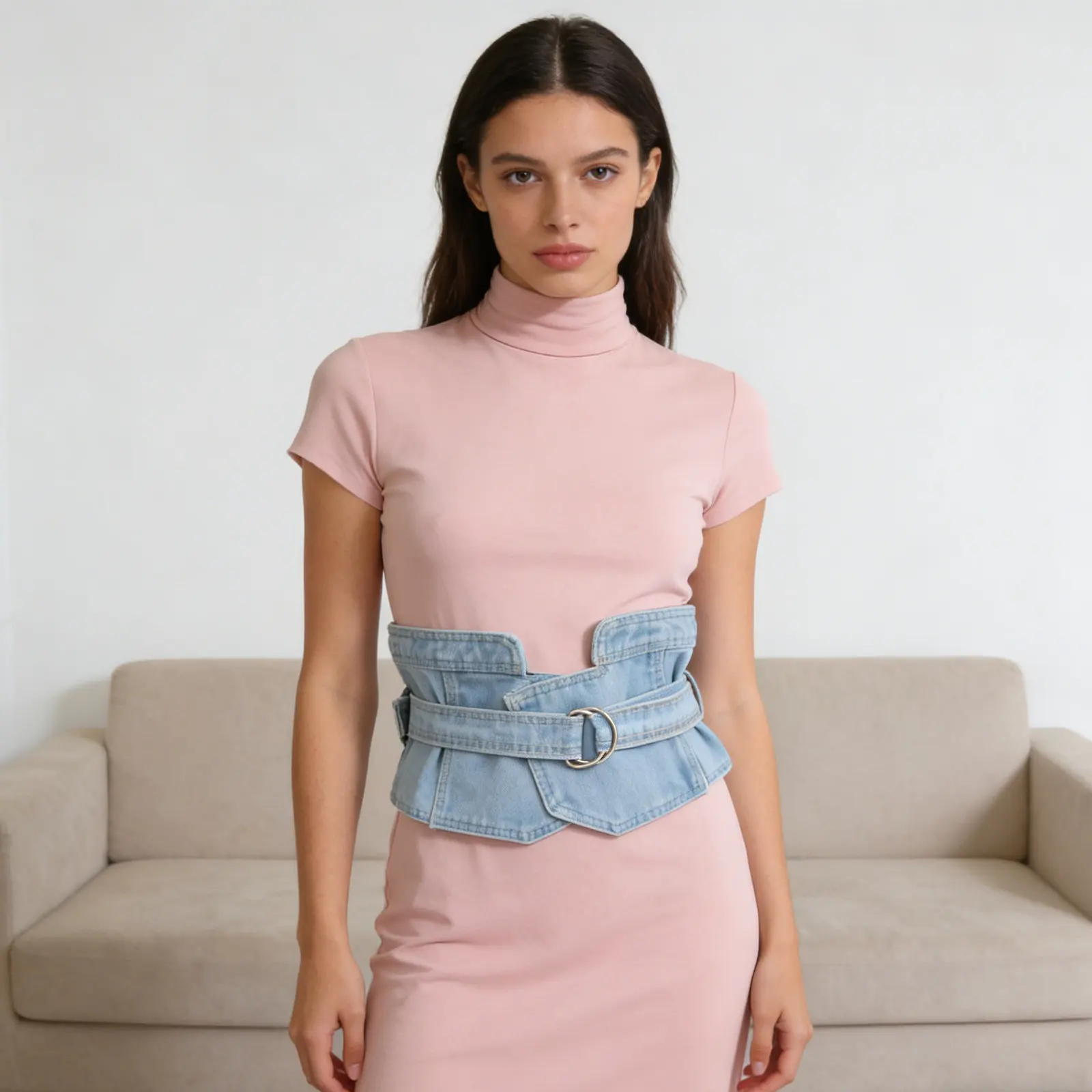 

Джинсовый широкий пояс-корсет для женщин, регулируемый, для утяжки талии, аксессуар для платья, модный джинсовый пояс-корсет для похудения