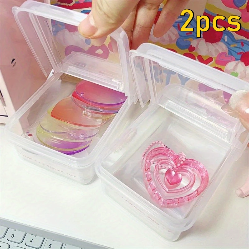 2pcs INS Transparent Plastic Storage Box 3 inch Photocards Small Card Storage Box Desk Organizer Box Classification