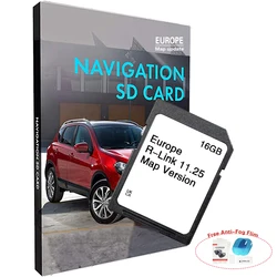 Free Shipping for Renault Kangoo Carminat R-Link 11.25 SD Card Sat Nav 16GB Europe UK 2024 Map GPS Navigation with And Fog Flim