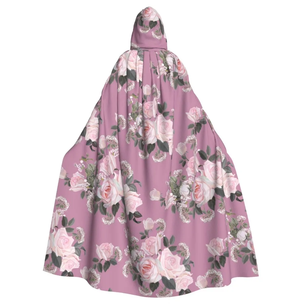 

Rose Flowers Pattern Hooded Cloak, Halloween Costume Cloak, Cosplay Hooded Cape, Cloaks With Hood