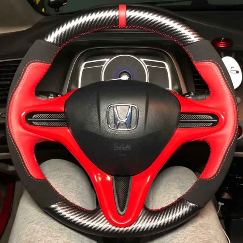 

Artificial Leather for Honda Civic 8 2005-2011 Old Civic Type R 2004-2011 (3-Spoke) Hand Stitched Braid Car Steering Wheel Cover