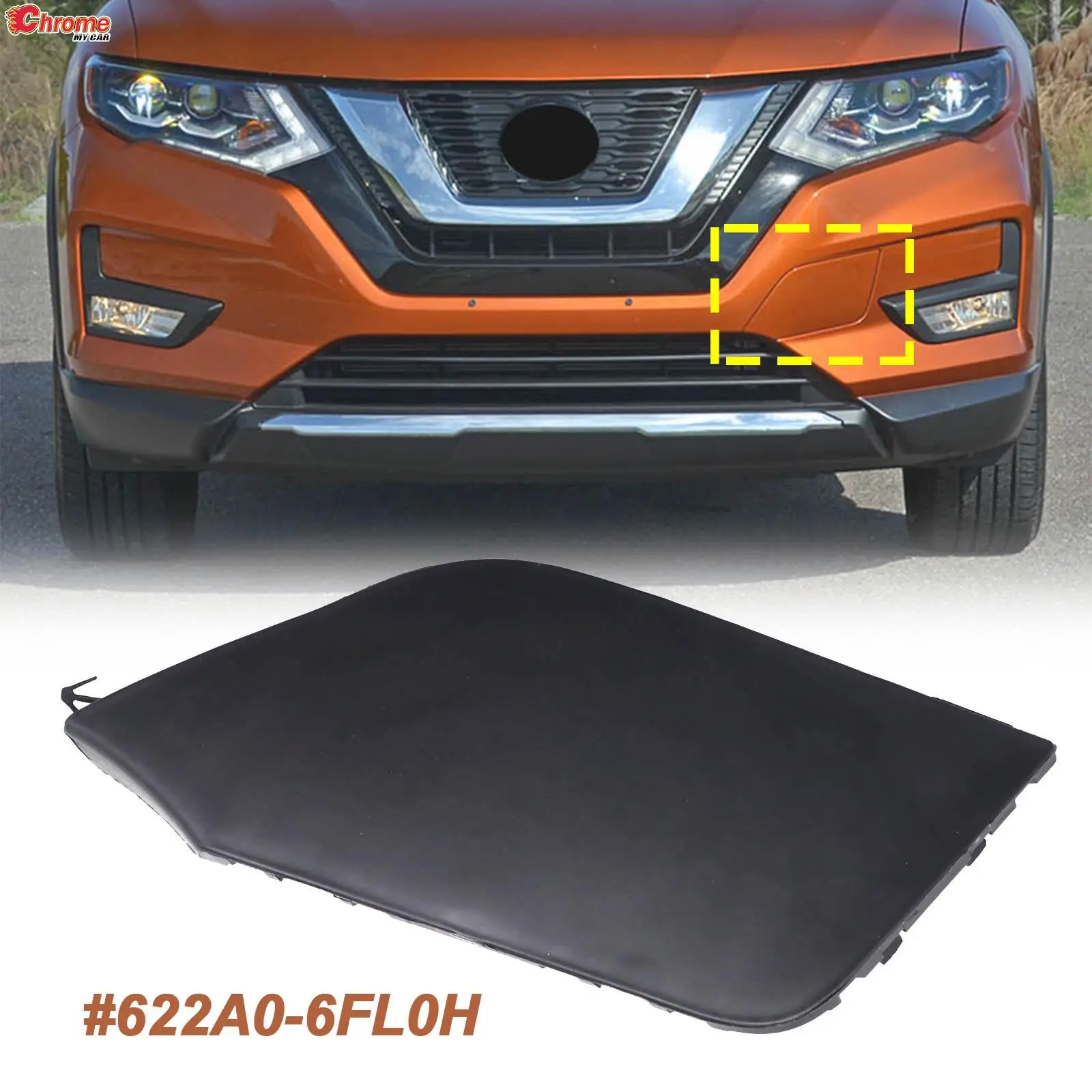 For Nissan Rogue X-Trail T32 2017 2018 2019 2020 Car Front Bumper Tow Hook Cap Cover Overlay Eye Access Trailer Hole 622A0-6FL0H