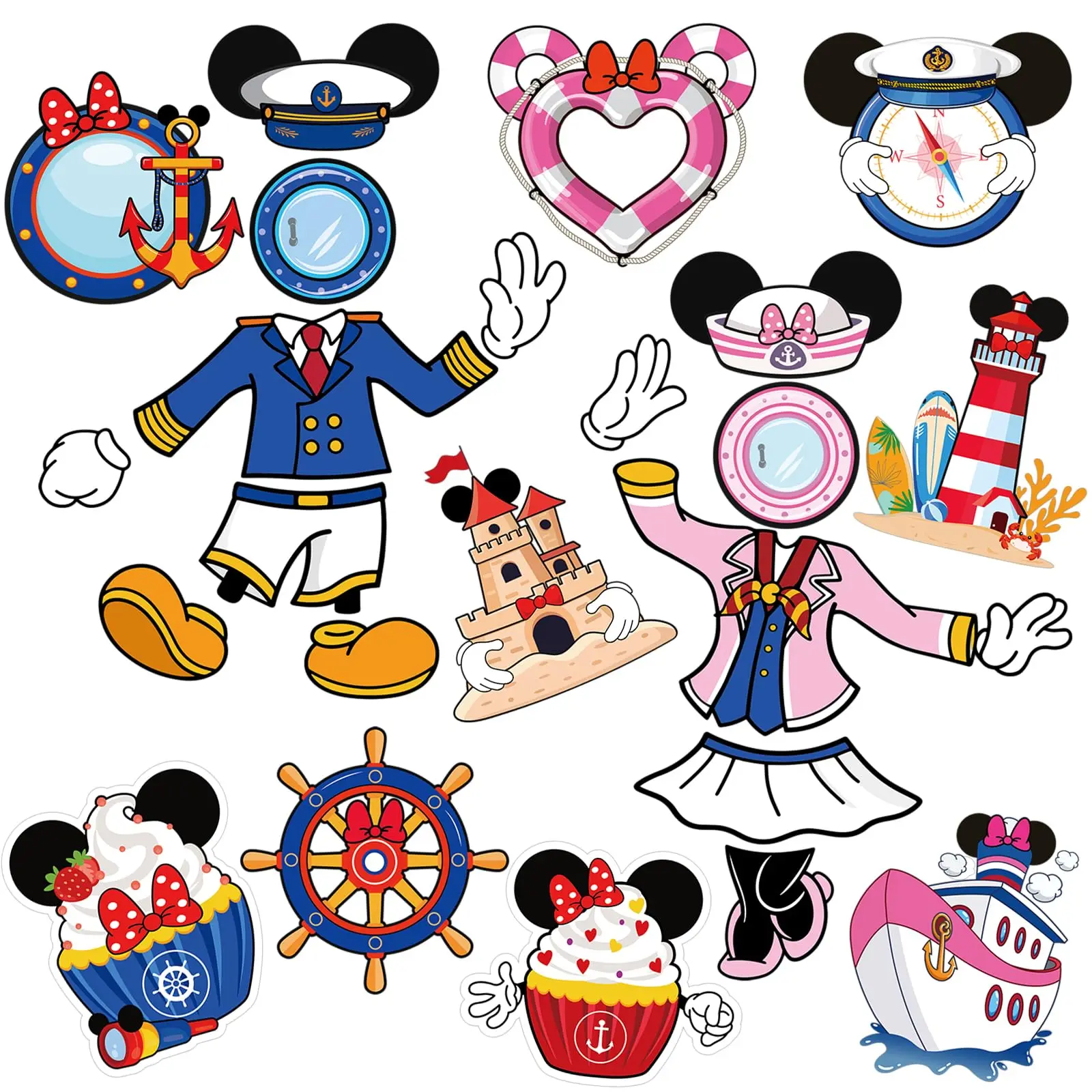 

Mouse Cruise Door Magnets - 24 Pcs Cute Ship Cabin Decorations Magnetic Stickers Personalized Funny Cartoon Animal Anchor Stater