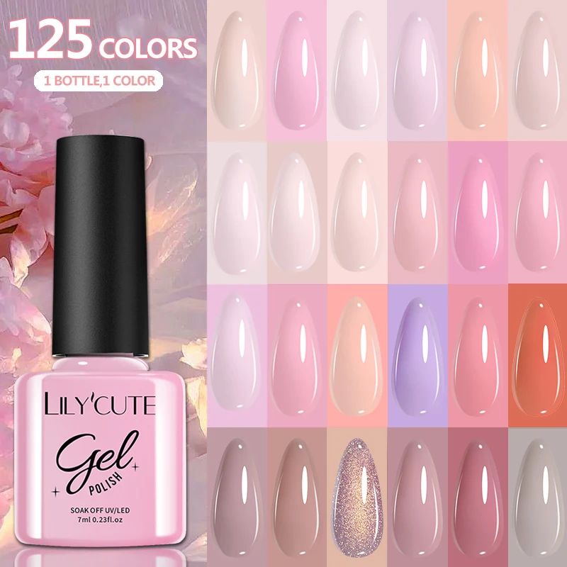 LILYCUTE 7ml Naakt Roze Gel Nagellak Semi Permanente Metallic Gel Polish Losweken UV LED Gel Vernis voor Nail Art Base Top Coat