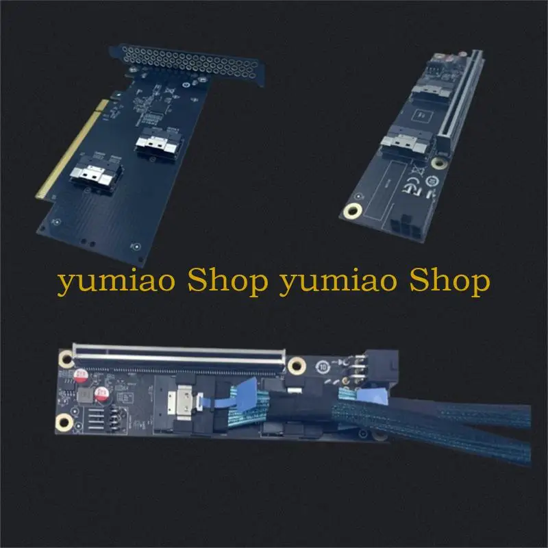 587B SFF 8654 8i To Two 8i SAS4.0 Adapter Card SCSI PCIe Expansion Set Enables 24GB/s