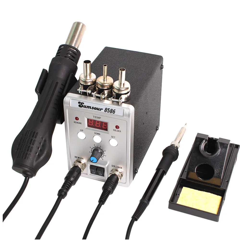 Professional 2 in 1 Hot Air Gun Soldering Iron Rework Desoldering Station for Mobile Phone Maintenance