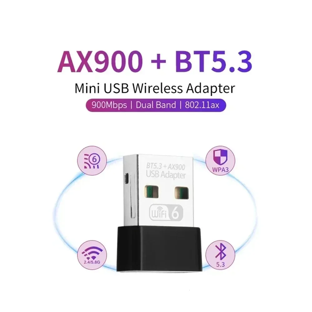 

AX900 USB WiFi 6 Bluetooth 5.3 Adapter Dongle Dual Band 2.4G&5GHz USB WiFi Network Wireless Receiver