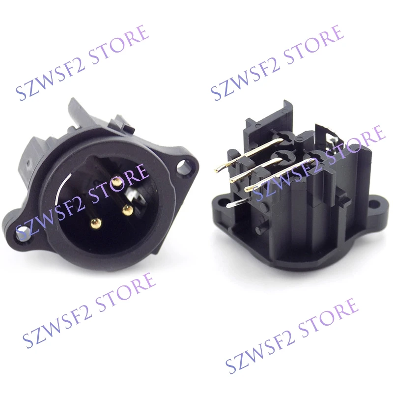 3 Pin CANNON XLR Plug Socket 3-Pin XLR Male Plug Socket Panel Mount Chassis Round Shape XLR Connector Adapter C2