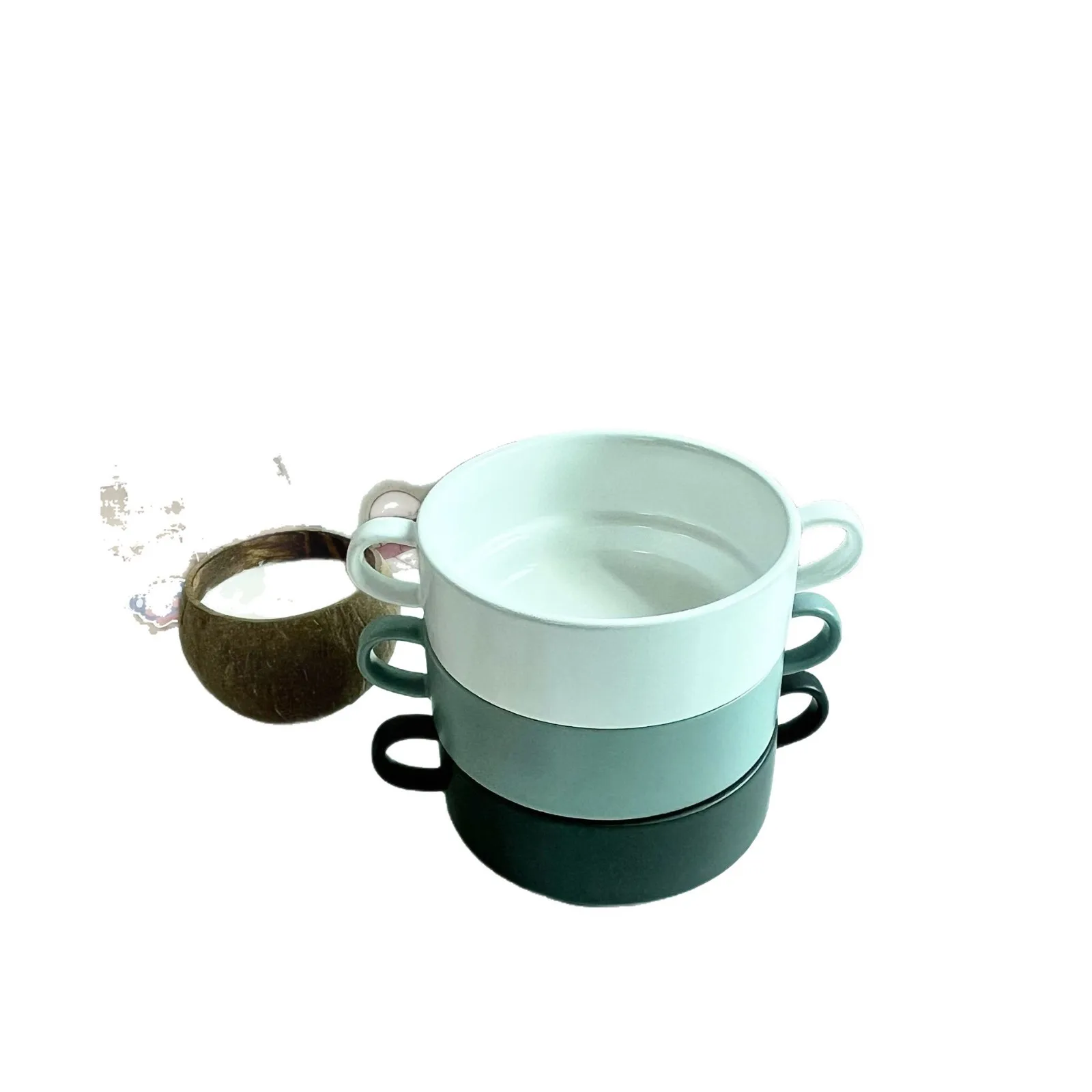 LingAo-Ceramic Nordic-style large-capacity double-ear bowl