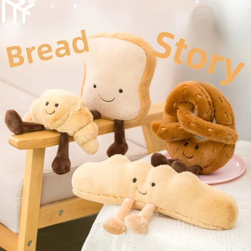 لطيف خبز التوست الإفطار سلسلة ألعاب من القطيفة محاكاة الرغيف الفرنسي الدمى وجبة خفيفة الحلي حقيبة المعلقات الأمهات والرضع