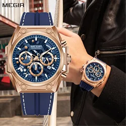 MEGIR Luxury Quartz Watches for Men Fashion Large Dial Wristwatch Waterproof Luminous Chronograph Date Clock Montre Homme 4220