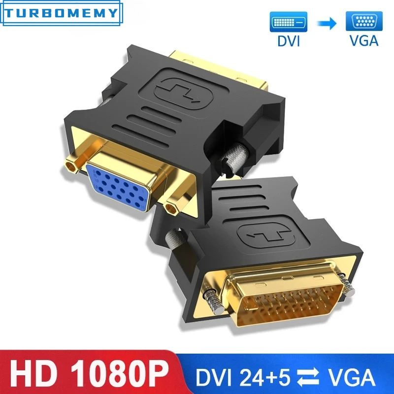 Adaptador DVI 24+5 a VGA 1080P, Cable Convertidor DVI-I Macho a VGA Hembra, Adaptadores de Tarjeta Gráfica de Video HD para PC, TV Box, Proyector